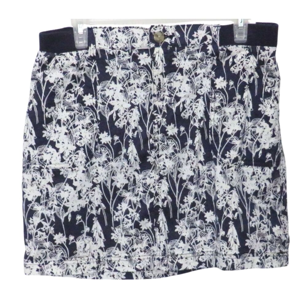 Lee Midrise Skirt Women Navy Blue and White Floral Sz 8 Skort Active Wear Floral